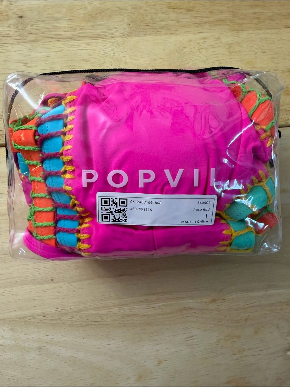 Popvil. Solid Color Clam Shell One Shoulder Mid Waist Bikini - Picture 5 of 8